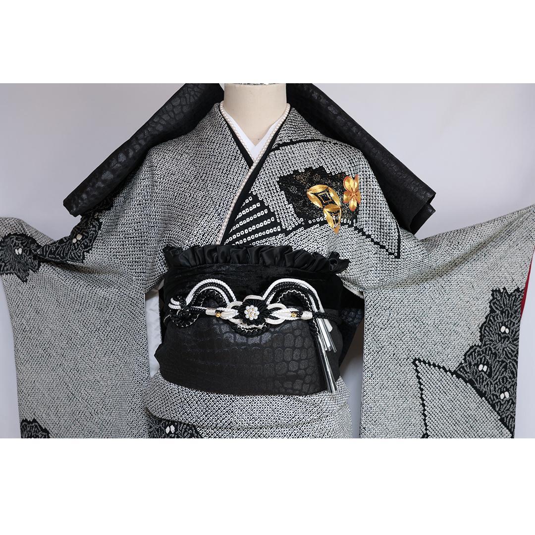 人気総絞り！黒・他 160cm 振袖単品 単体 正絹 成人式 前撮り BM13