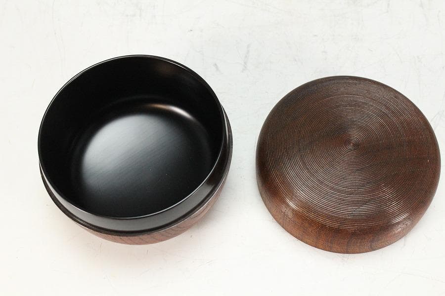 茶道具 塗師 辻 石斎作 糸目平棗 蓋内 雪蒔絵 共箱 美品(K-A642)