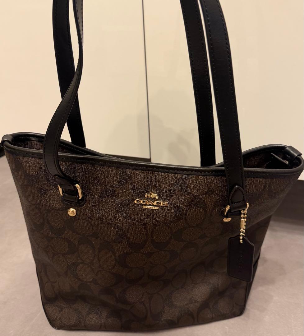 COACH コーチ　トートバッグ　シグネチャー　ブラウン