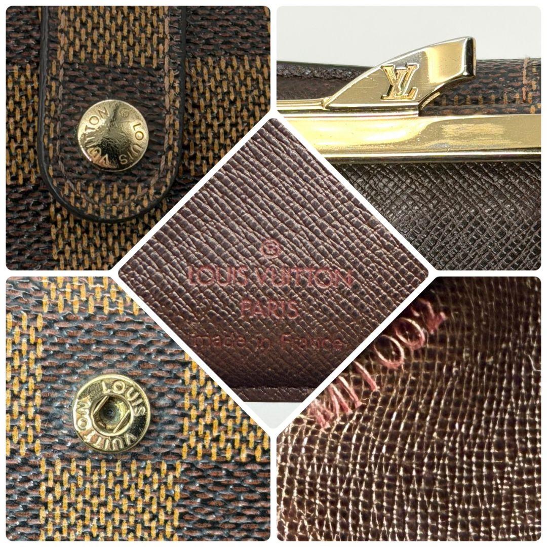 良品 ルイヴィトン ダミエ エベヌ ポルトモネ ビエ ヴィエノワ 財布 がま口