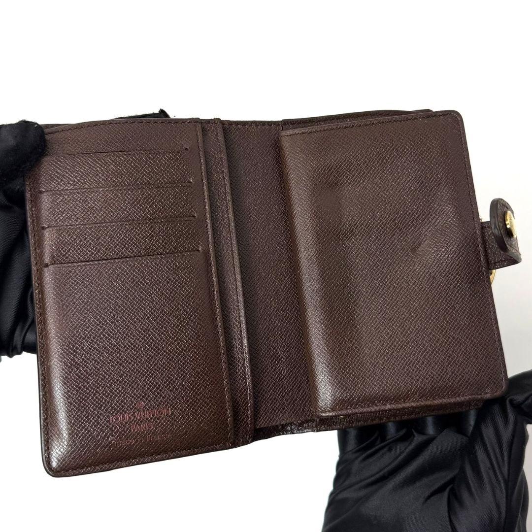 良品 ルイヴィトン ダミエ エベヌ ポルトモネ ビエ ヴィエノワ 財布 がま口