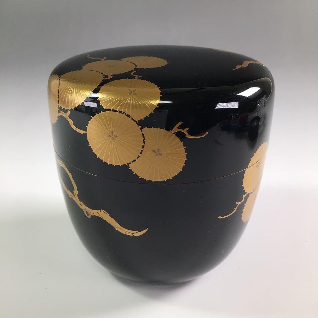 Ｒ３２８　棗　『蒔絵師　西條一斎作』『唐松蒔絵』『大棗』　共箱　茶道具