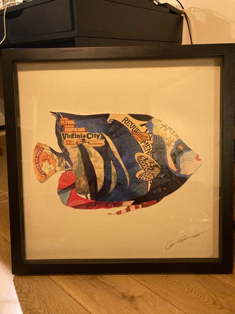 【額縁付き】63×63 一点物切り絵（作者・作品名不明）