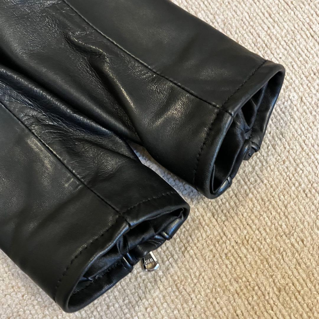 BEAUTY & YOUTH シングル ライダース・ジャケット（羊革、ブラック）