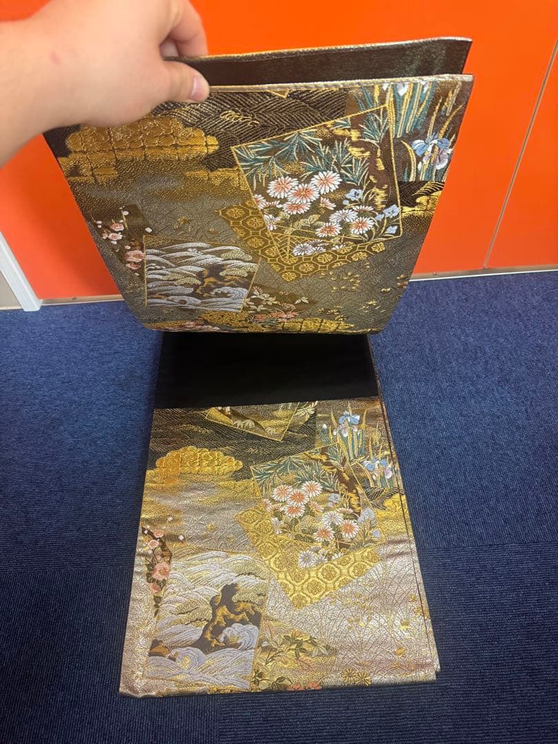 2667袋帯 古代彫金紋 西陣織 金糸　高級上質上品　約440cm 未使用