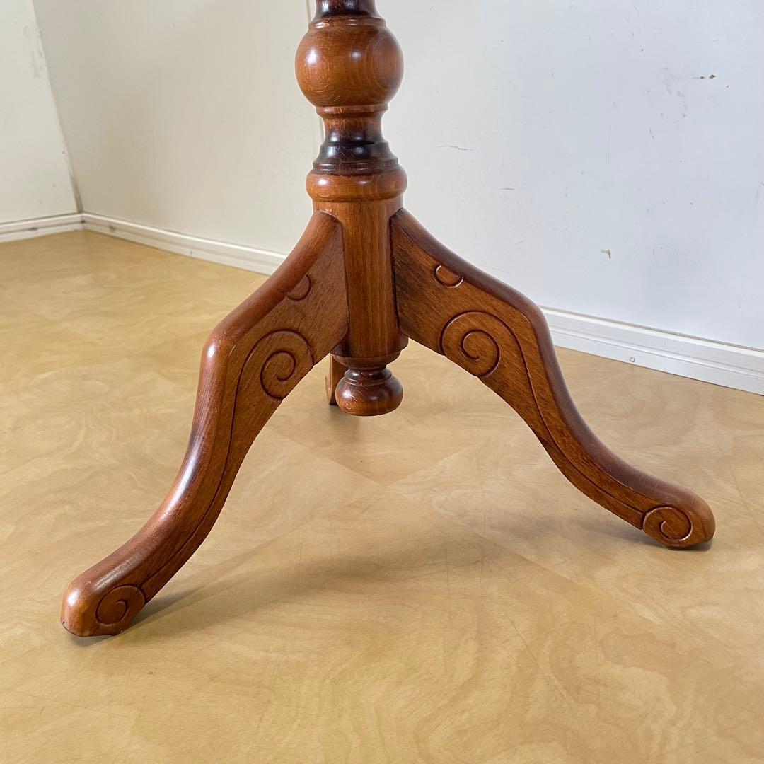 イタリア サイドテーブル 猫脚 象嵌 彫刻 アンティーク調 花台 コンソール