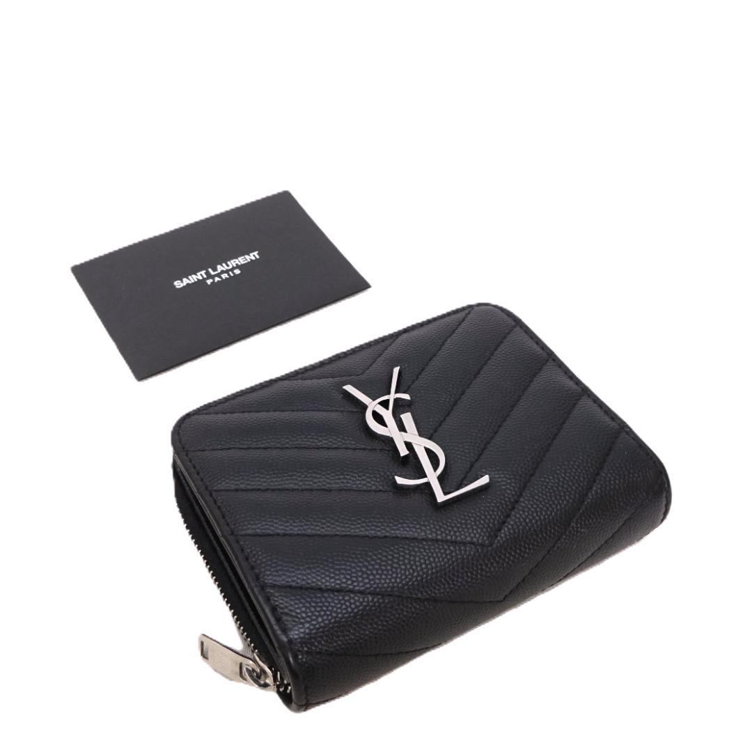 本物 良品 ■サンローラン パリ■Vステッチ マトラッセ カサンドラ 財布