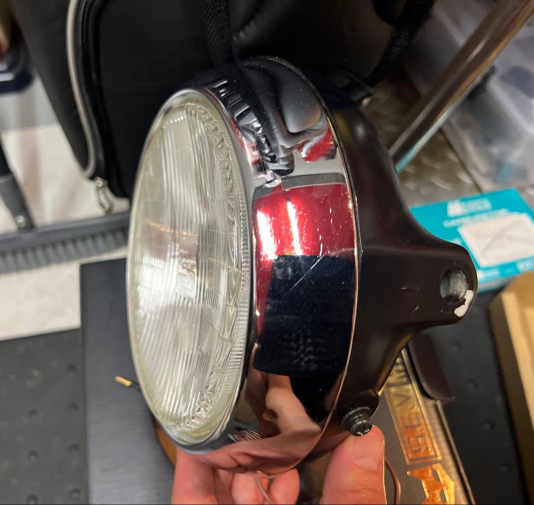 シビエ凹みヘッドライト/CIBIE バイク ヘッドライト ブラックケース