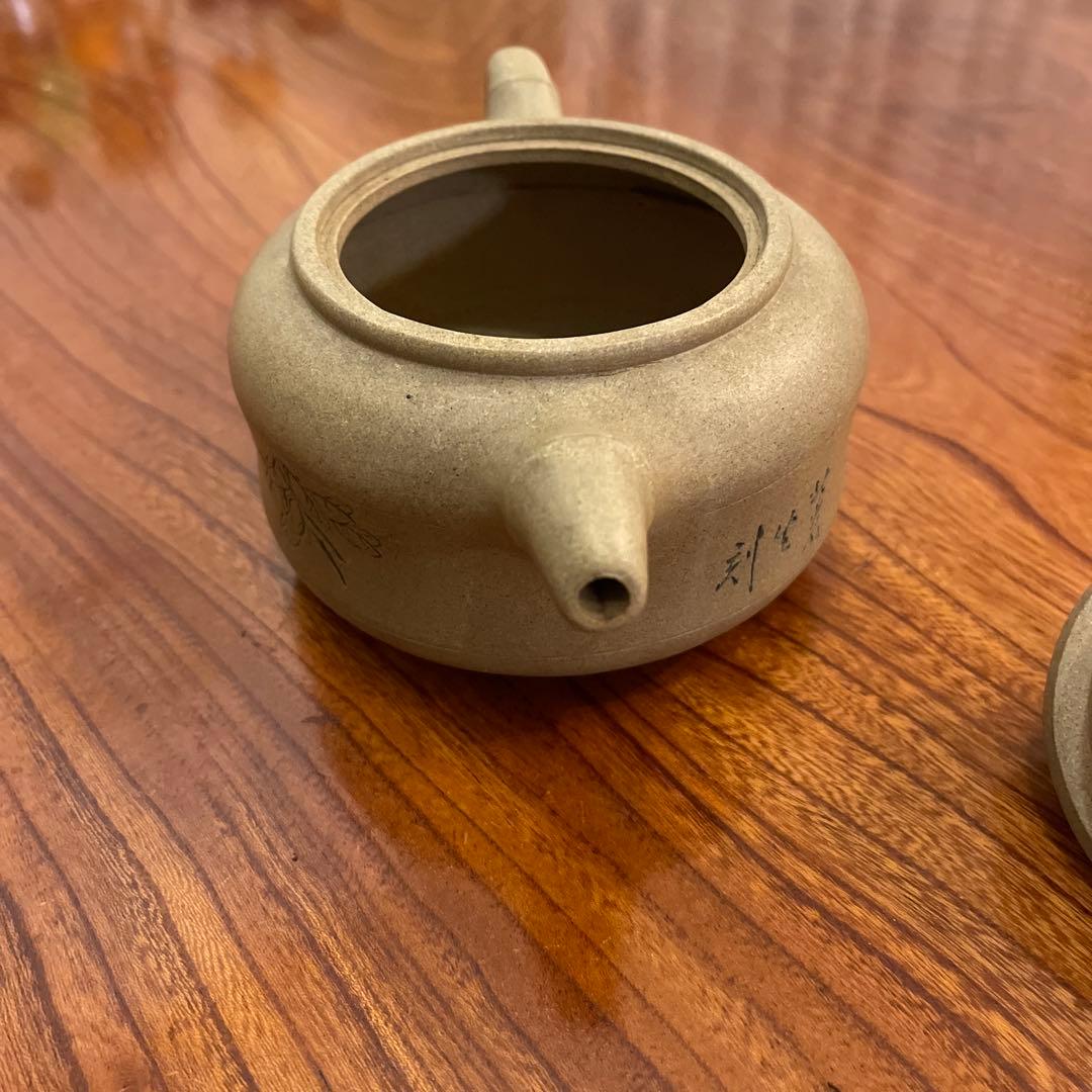 [隆邨] 清末古壺 老段泥 行竹鼓壺 底款廖章 逸然軒主人 中国急須　台湾急須