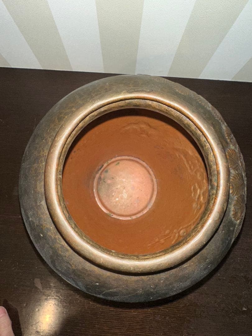 銅製　焼物　縁起物　松竹梅　花瓶　花器　壺　工芸品　置物