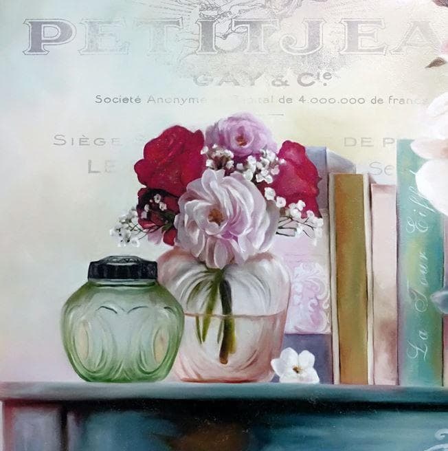 イタリア 額絵 アートフレーム ローズ 油絵風加工 FAL-4362W