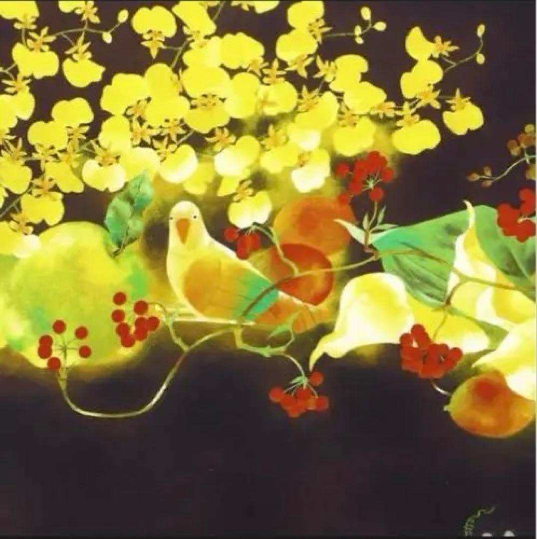 【真作】山下保子「からすうり」保証書付き 女流人気画家 日展会員