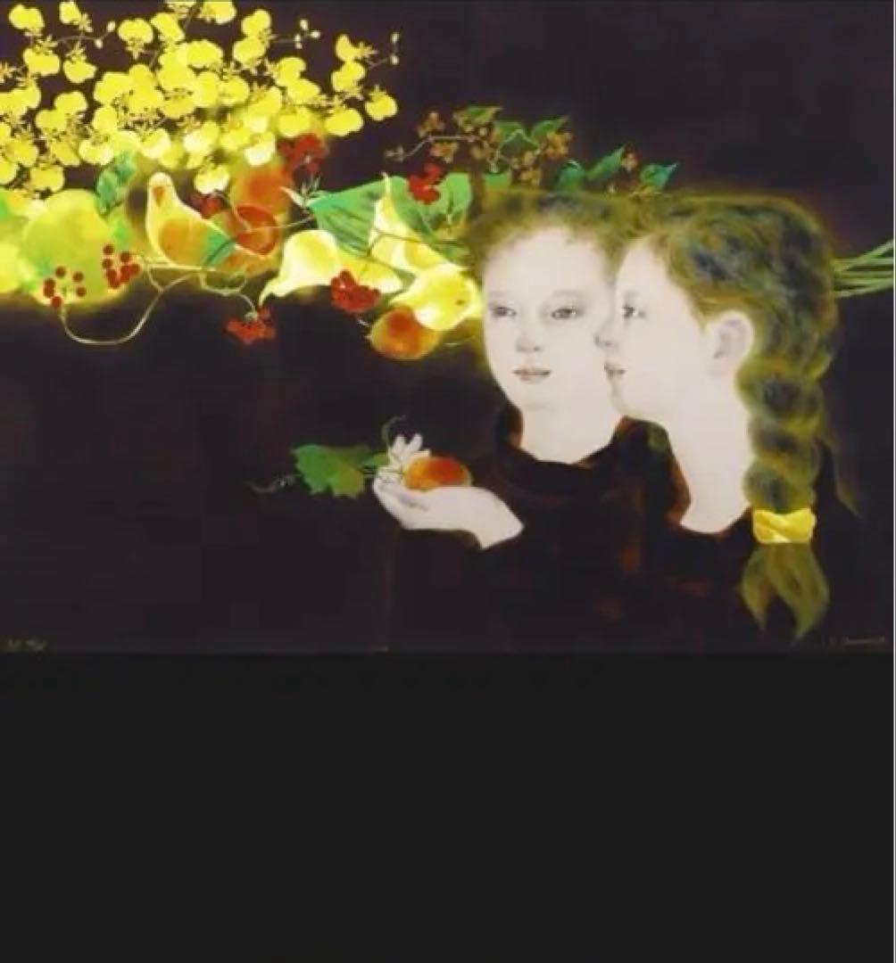 【真作】山下保子「からすうり」保証書付き 女流人気画家 日展会員