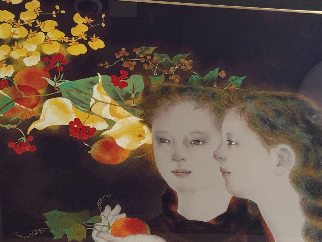 【真作】山下保子「からすうり」保証書付き 女流人気画家 日展会員