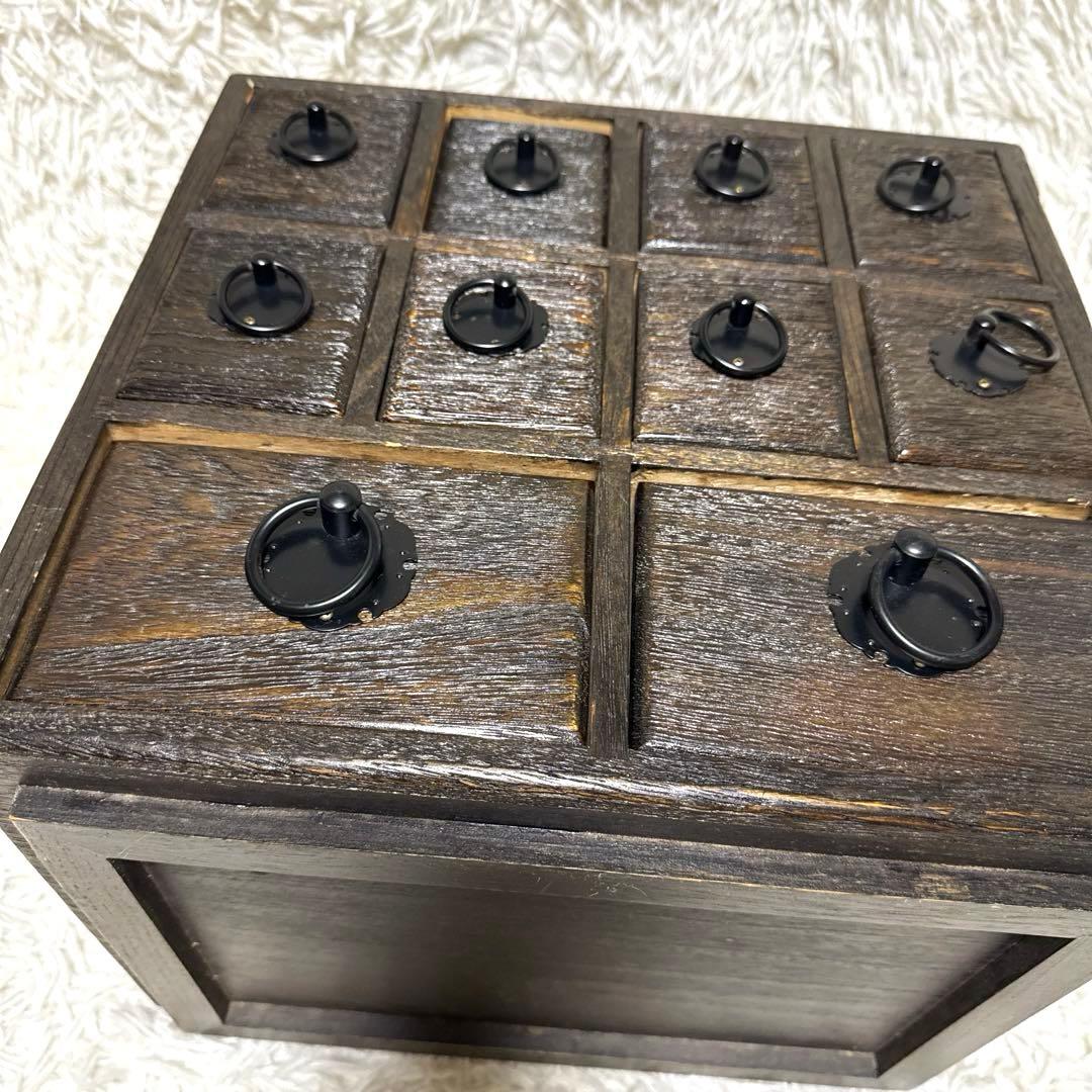 薬箪笥 薬草棚 小物入れ 収納ボックス 古道具 引き出し棚　昭和レトロ