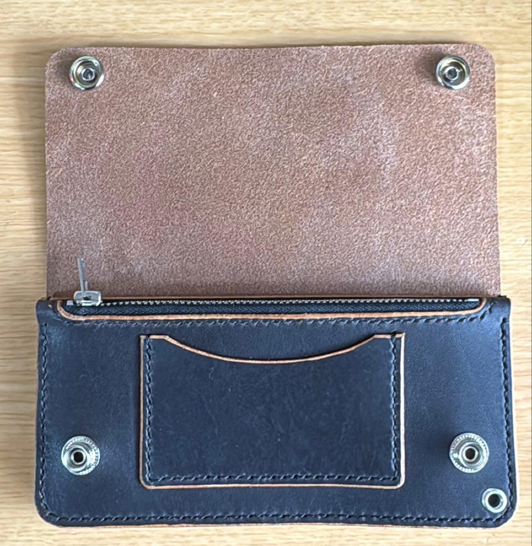 トラッカーウォレット　3層　総手縫い　茶芯　TALON ニッケル真鍮金具