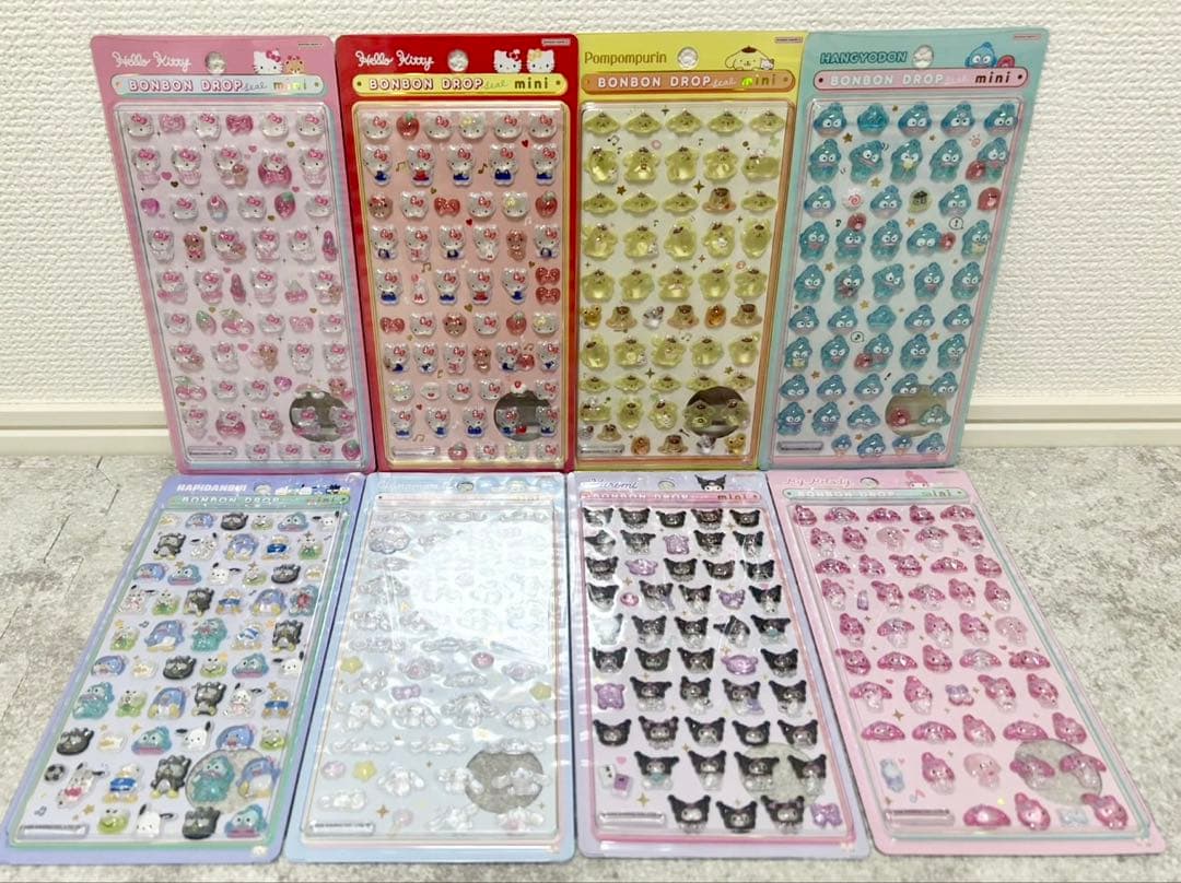 サンリオ ボンボンドロップシール mini 8種　コンプリートセット