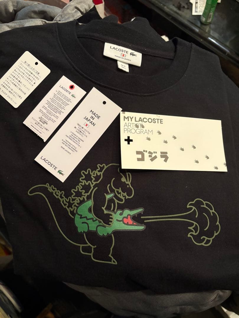 LACOSTE ゴジラ コラボTシャツ ブラック L サイズ5