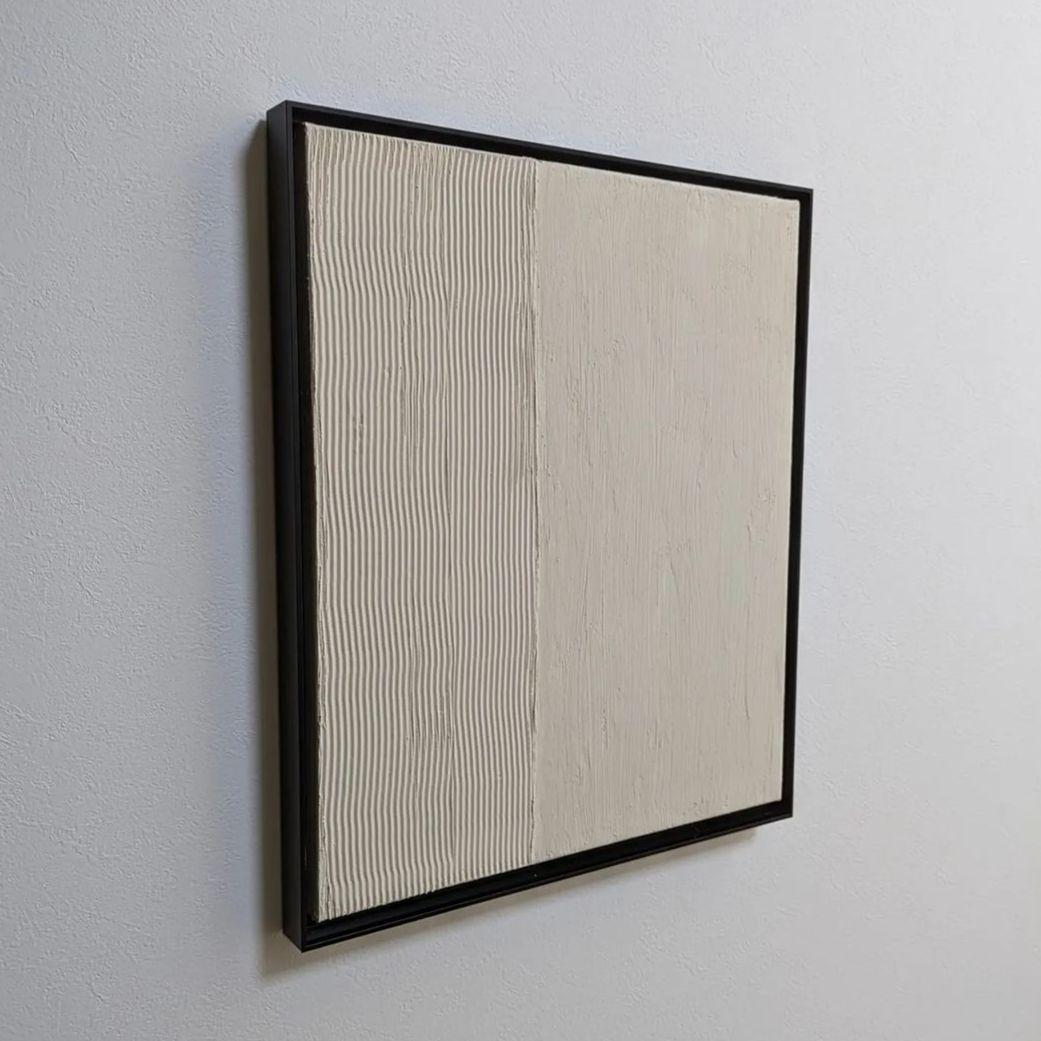 モダンアート クリーム色 テクスチャーアート インテリア フレーム別売