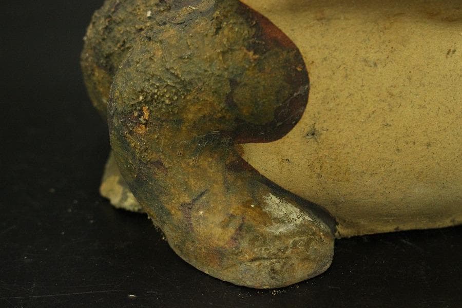 古い 陶製 蝦蟇 二件(ZE478)