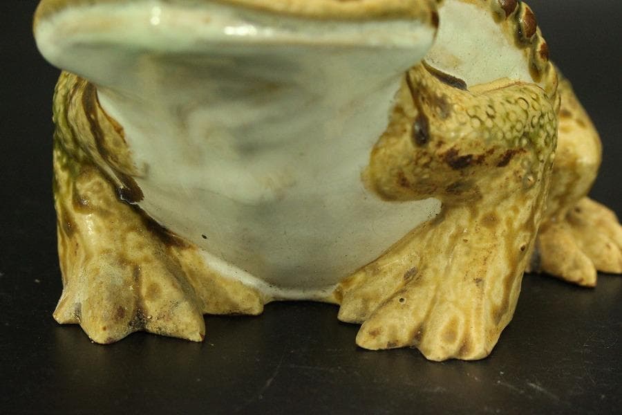 古い 陶製 蝦蟇 二件(ZE478)