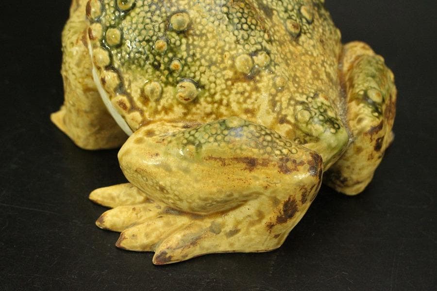 古い 陶製 蝦蟇 二件(ZE478)
