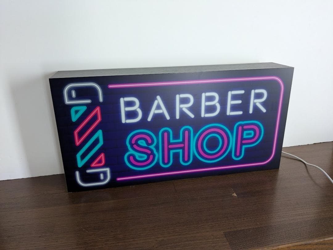 【Lサイズ】バーバー 理容室 ヘアーサロン 照明 看板 置物 雑貨 ライトBOX