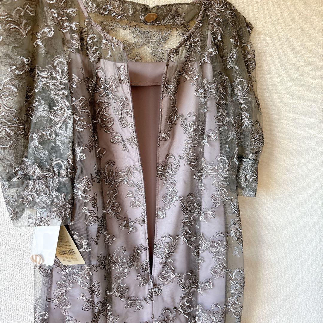 新作✨新品 リルアー ペイズリーパターンドレス 刺繍 レース 結婚式 グレー M