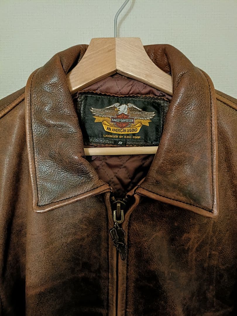 HARLEY-DAVIDSON ブラウンレザージャケット S ライダースアメカジ