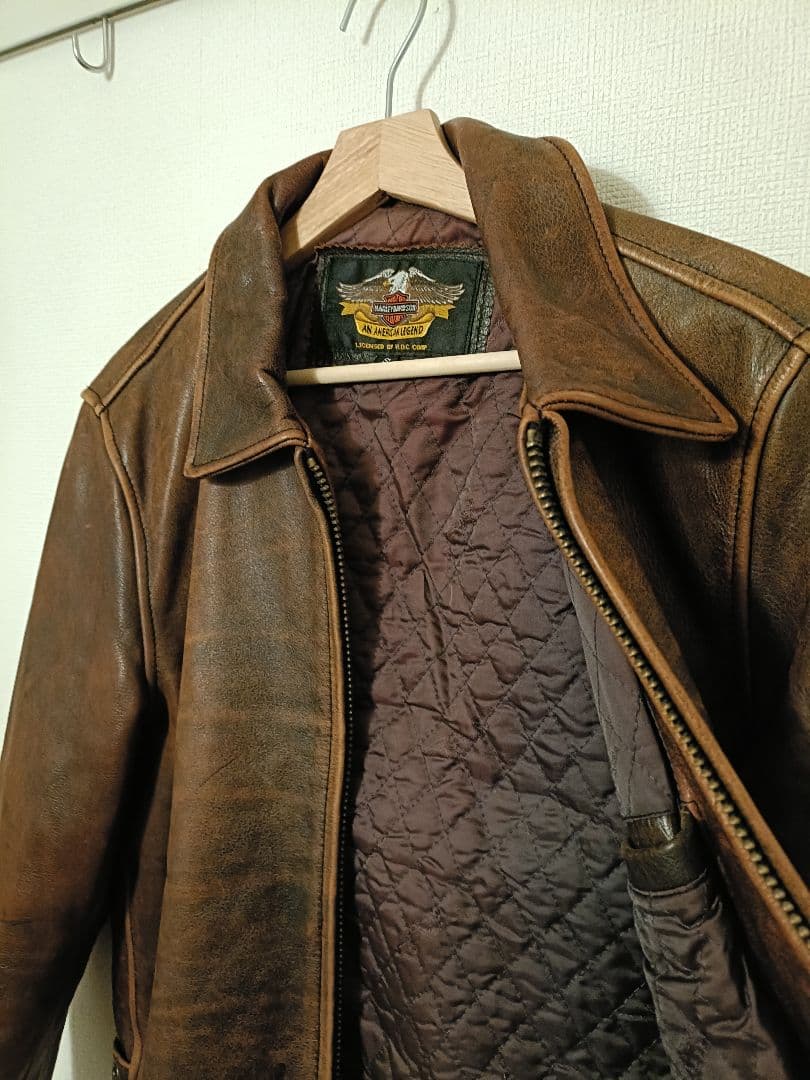 HARLEY-DAVIDSON ブラウンレザージャケット S ライダースアメカジ