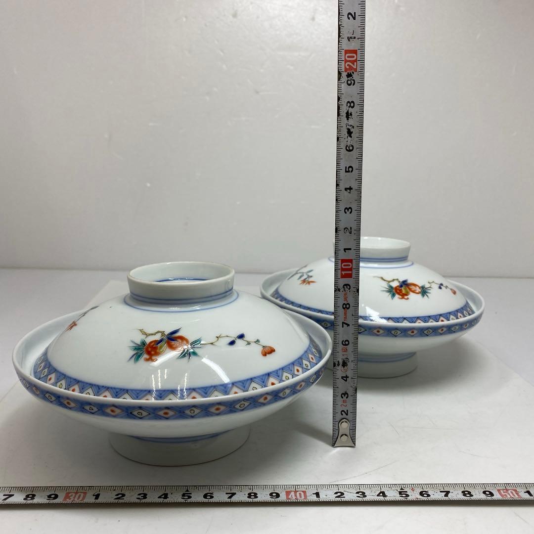 十二代　酒井田柿右衛門 蓋付丼2客　共箱　タエニ　東さ7-0607①