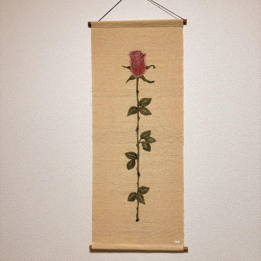 【希少】ろうけつ染掛け軸　バラ　タペストリー