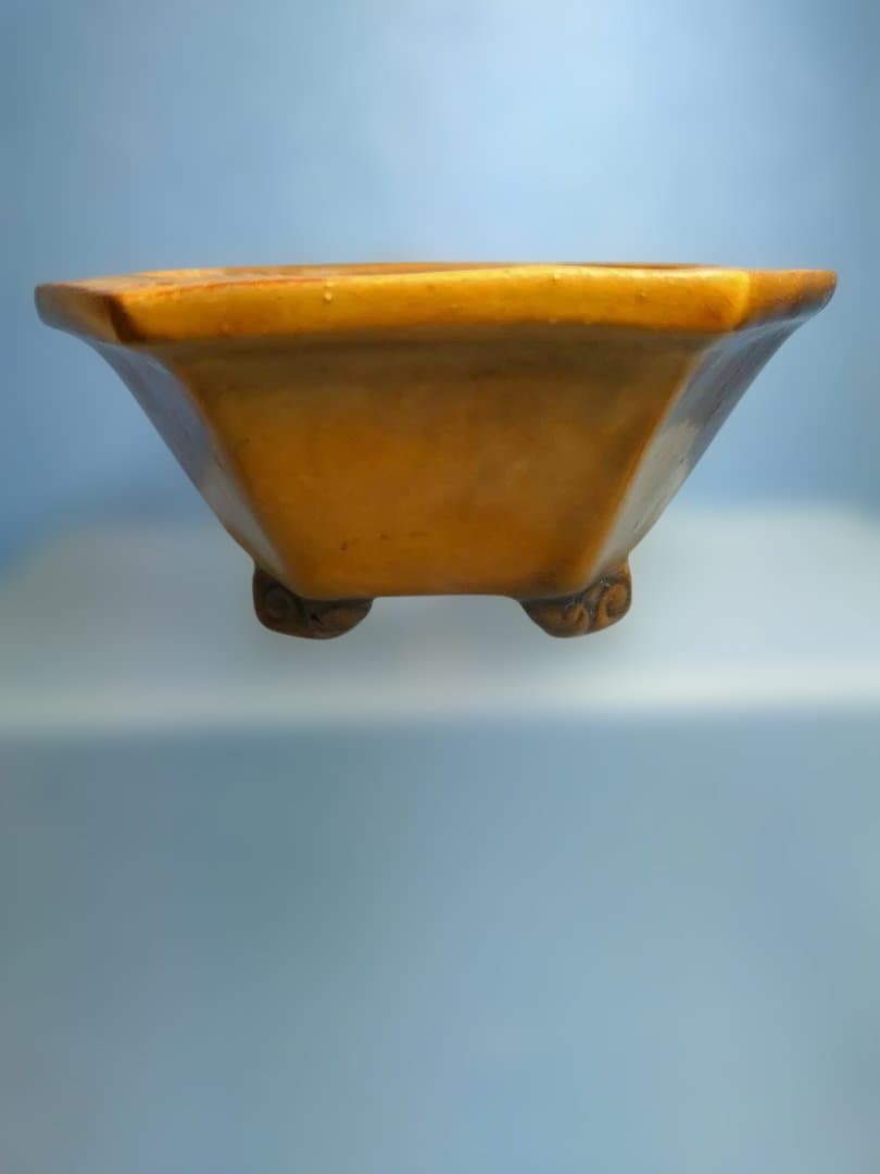 装飾的な六角形陶器器、年代物盆栽鉢