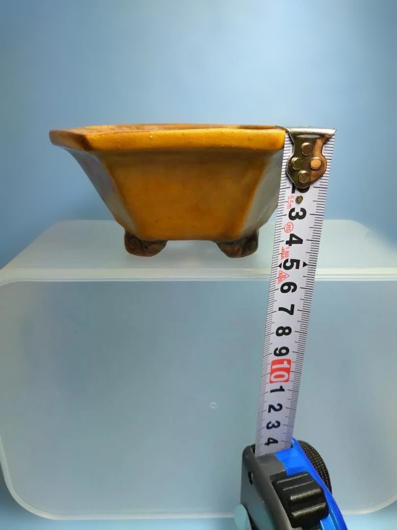 装飾的な六角形陶器器、年代物盆栽鉢