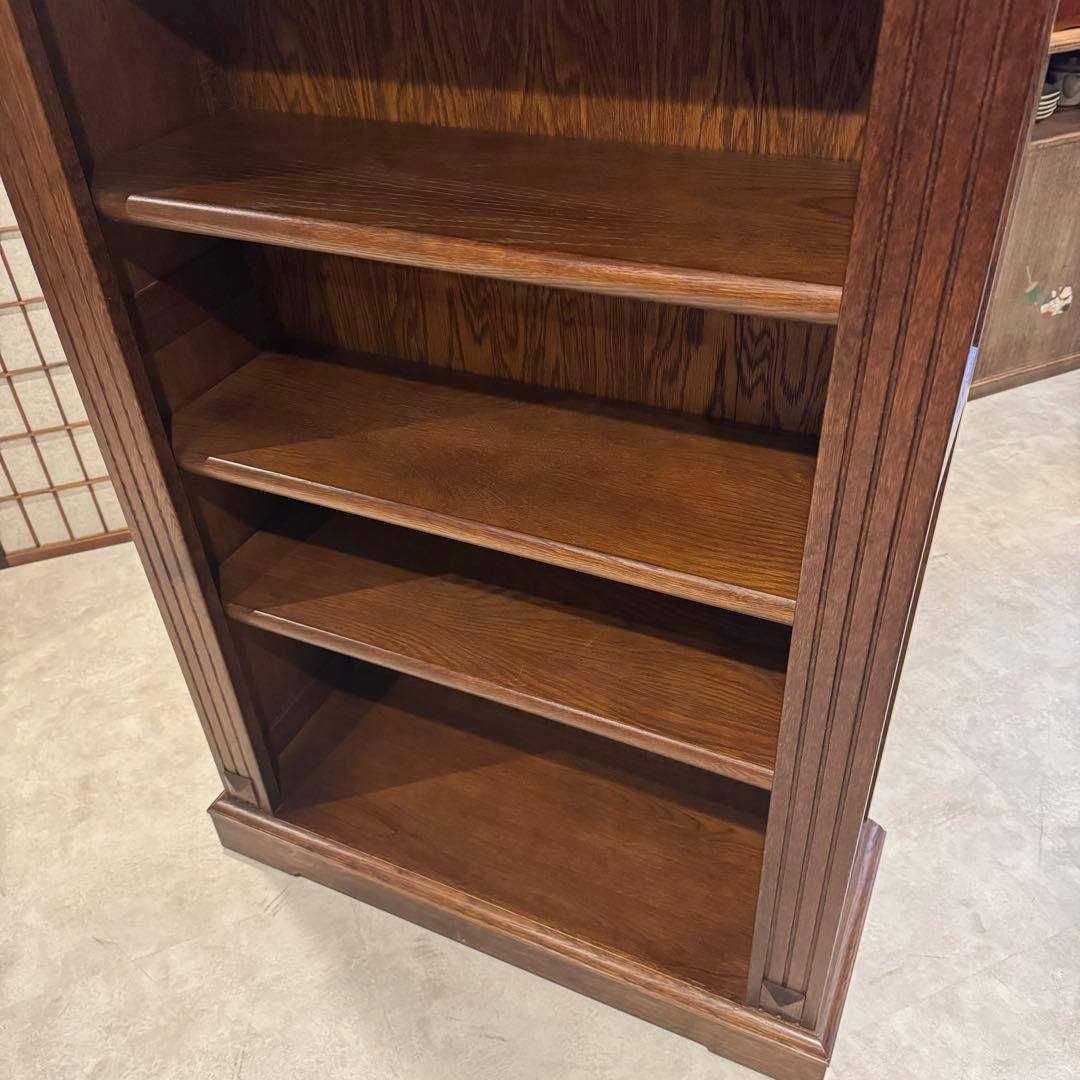 上質な重厚感☆国産旭川家具 EZO 飾り棚 本棚 ナラ材 高さ150cm