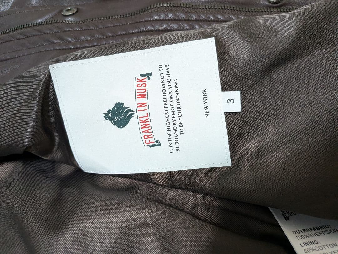 新品未使用 FRANKLIN MUSK 本革 シープスキン レザージャケット 羊