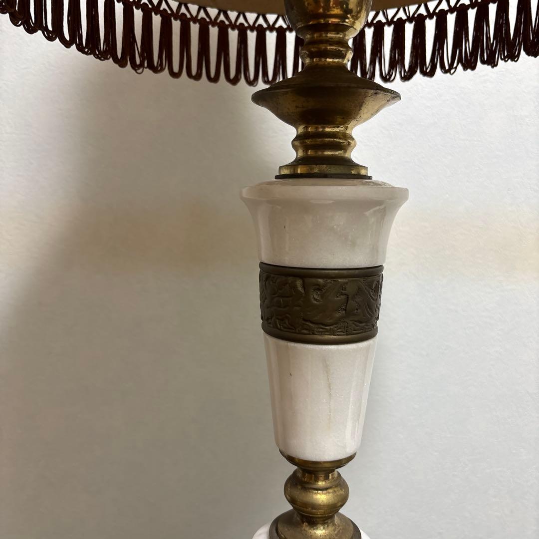 アンティークランプミルク色真鍮大理石