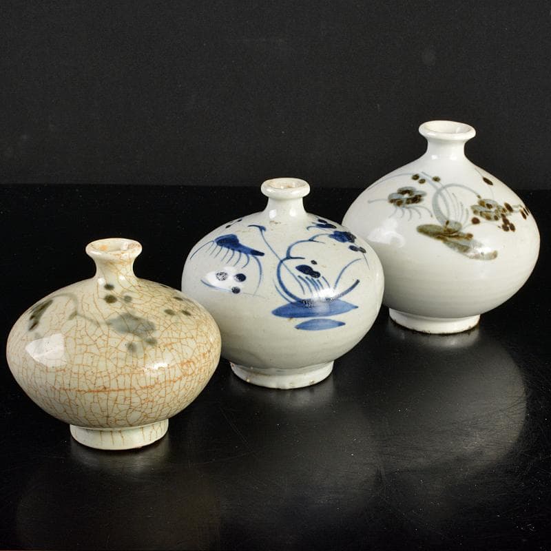 伊万里焼　古伊万里　染付　花文　油壷　小壷　3点まとめて　V　R6859