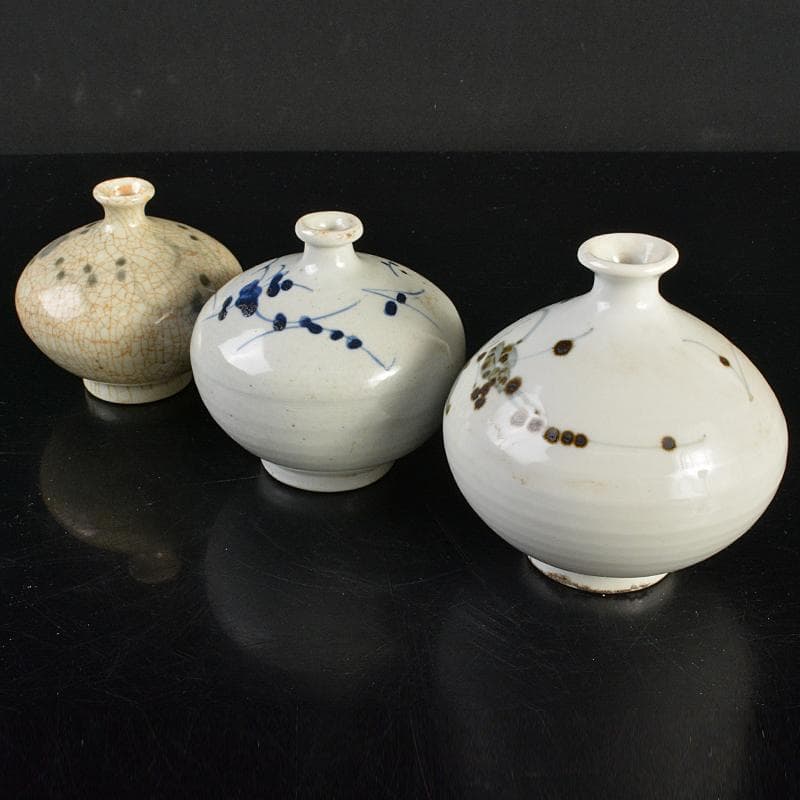 伊万里焼　古伊万里　染付　花文　油壷　小壷　3点まとめて　V　R6859