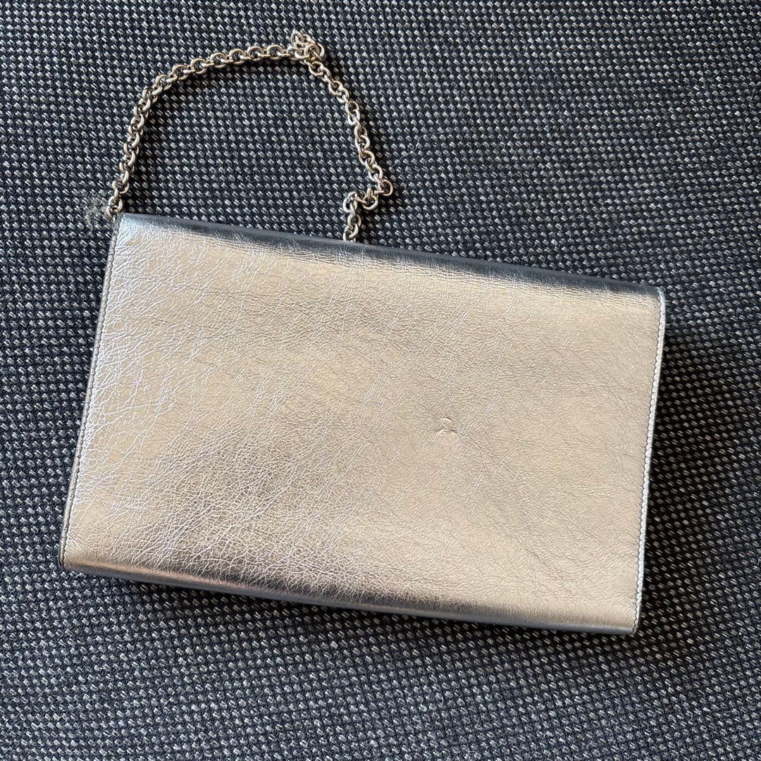 YSL シルバー クラッチバッグ