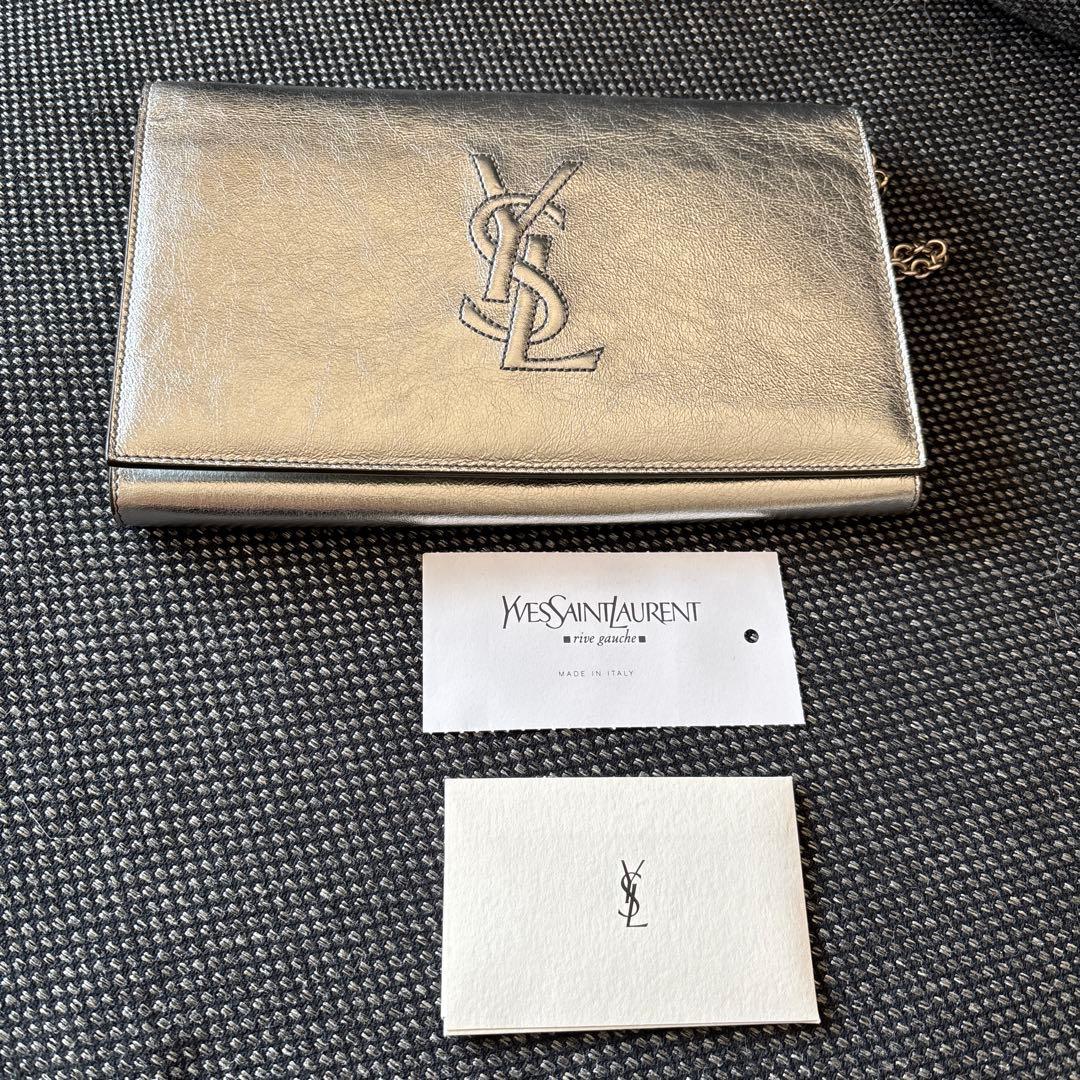 YSL シルバー クラッチバッグ
