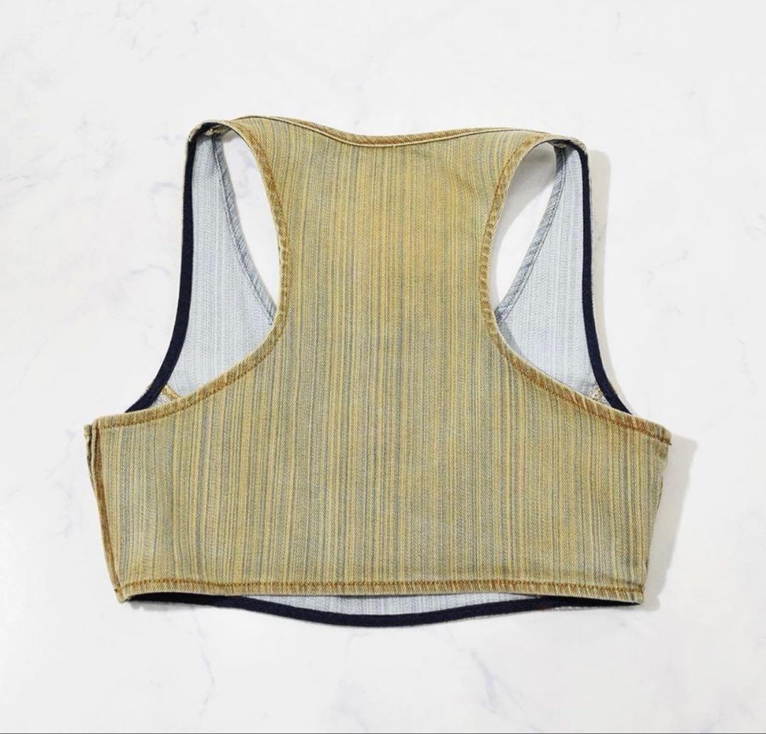 23AW ディーゼル DIESEL メタル Dロゴ 短丈 クロップドデニムトップ