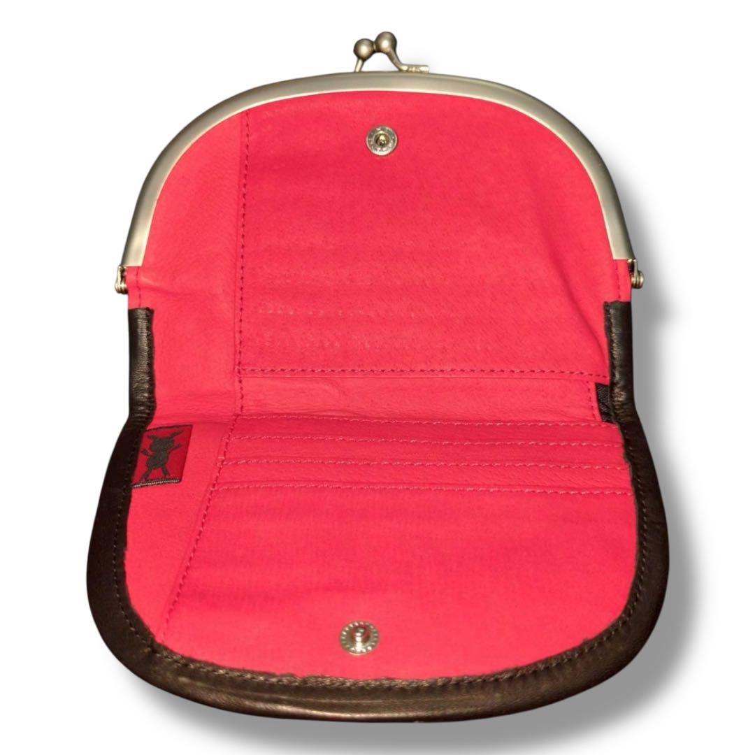 極美品　オレボレブラ アルベロベロ　がま口 札入れ有り 二つ折り財布　黒　レザー