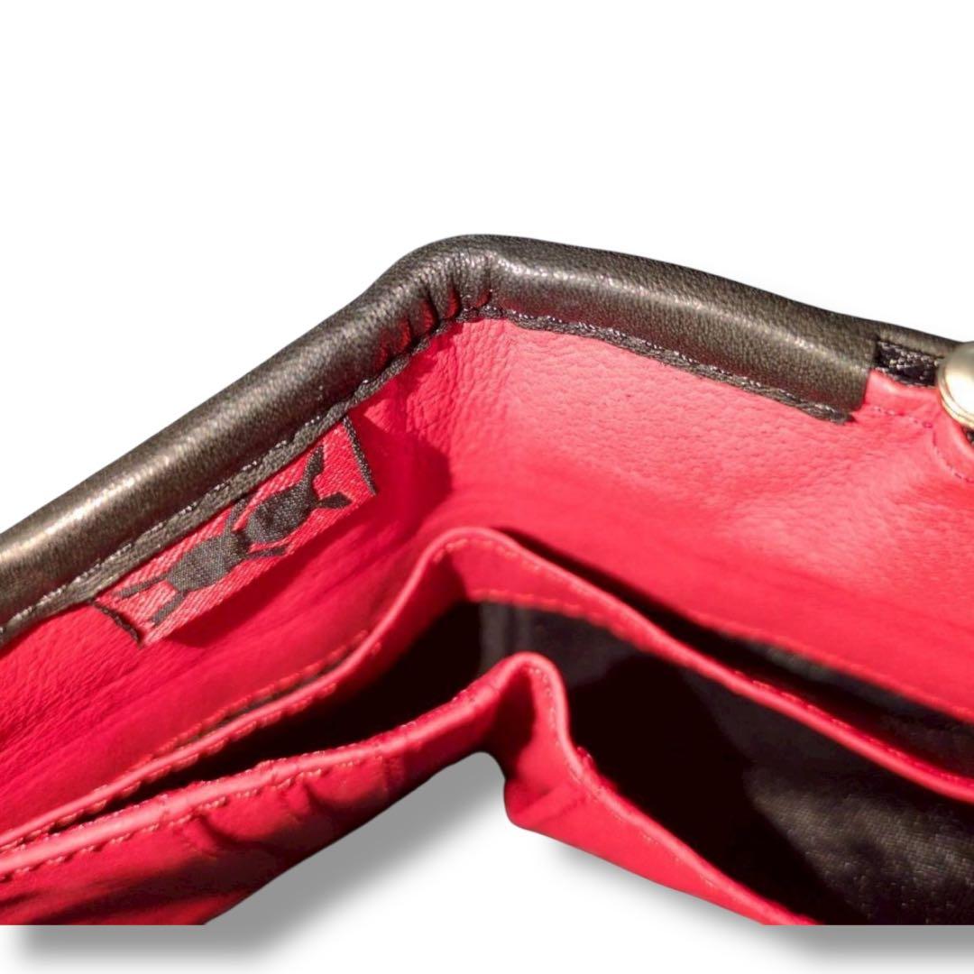 極美品　オレボレブラ アルベロベロ　がま口 札入れ有り 二つ折り財布　黒　レザー