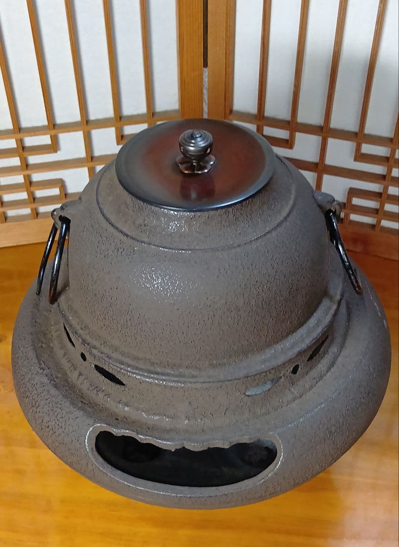【未使用品！】 茶道具/朝鮮風炉釜 茶器 鉄瓶 鉄釜 唐銅蓋 釜環 茶釜 美品！