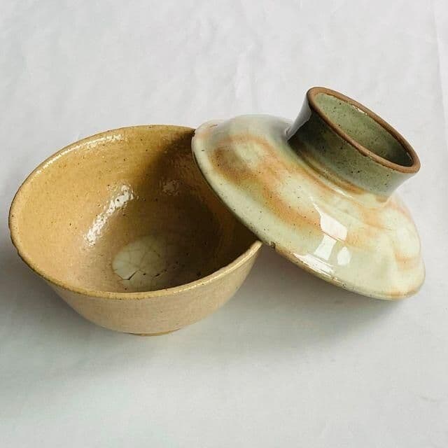 萩焼　井戸茶碗　高麗茶碗　蓋付き　茶道具　陶芸　作者不明　共箱なし