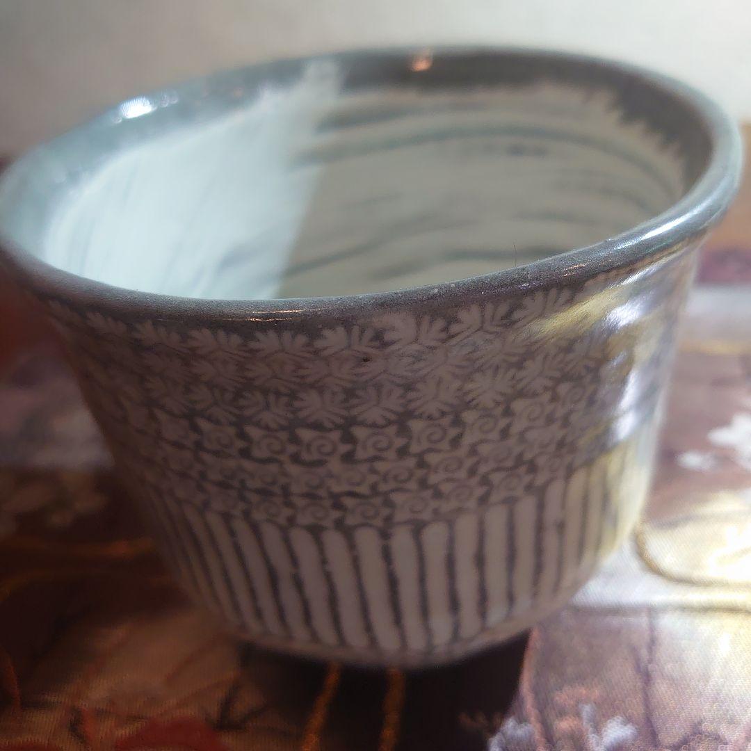 陶芸家作品三島の陶器製深抹茶碗茶道具