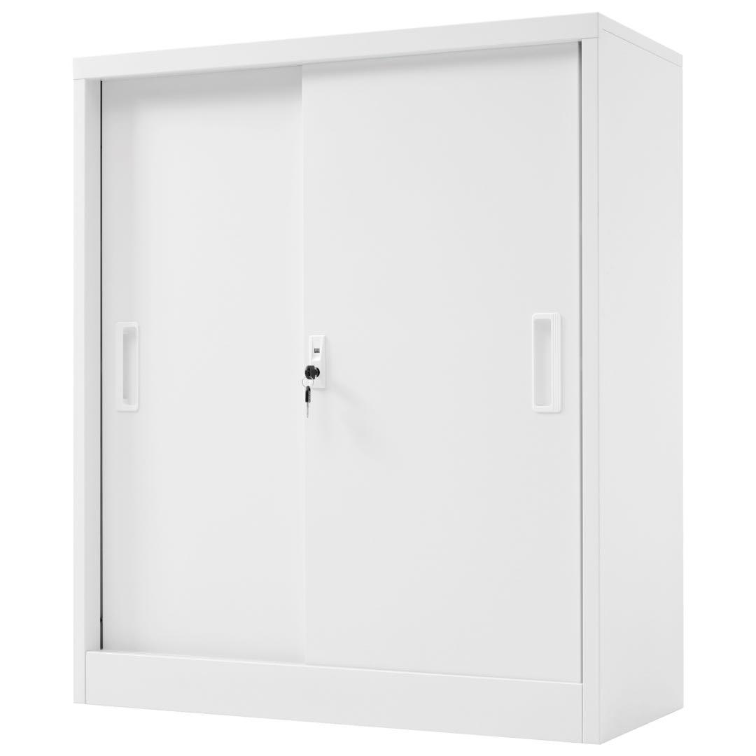 【新品】スチール書庫 引き戸タイプ 棚板可動 業務用収納