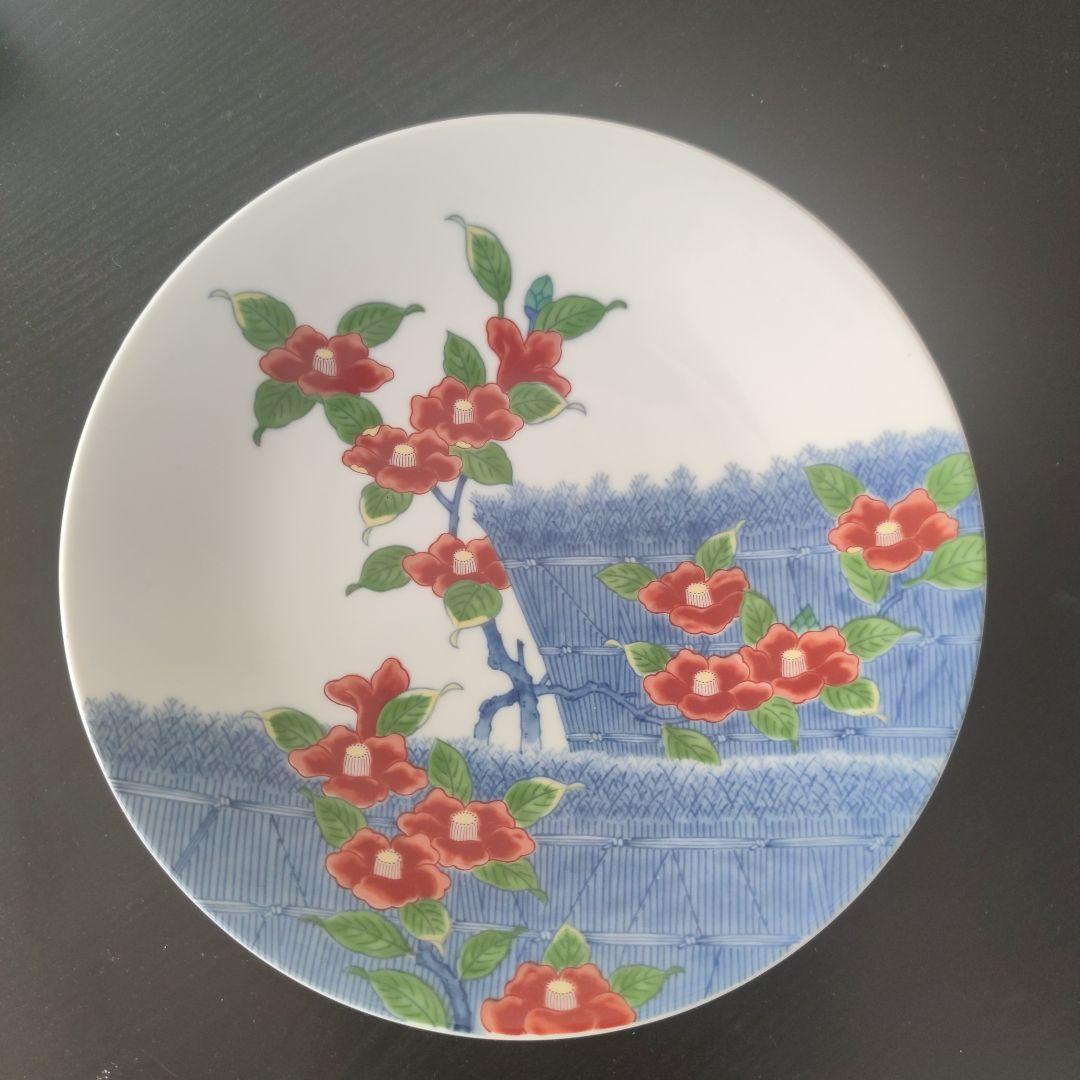 新年特価♥13代 今泉今右衛門 色鍋島柴垣椿絵額皿