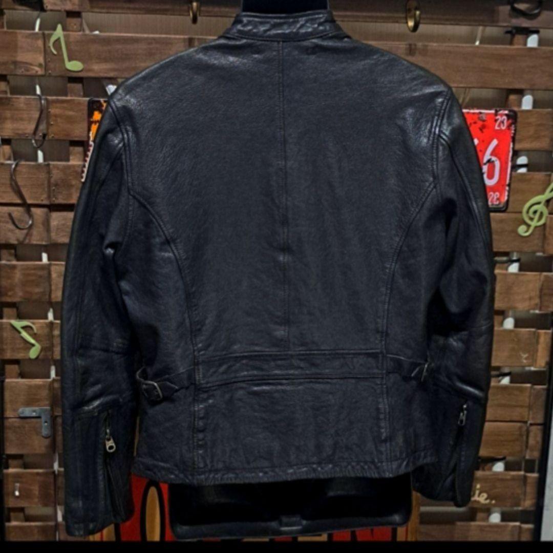 定7万　AVIREX マルチワッペン　ゴートレザー　シングルライダースジャケット